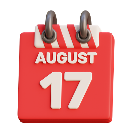 August 17th Calendar  3D Icon