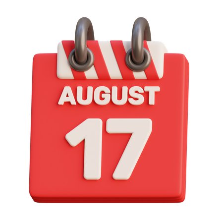 August 17th Calendar 3D Icon