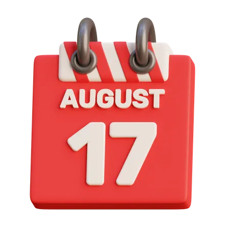 August 17th Calendar 3D Icon