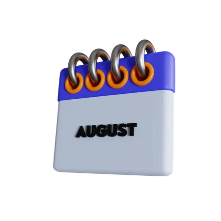 August Calendar With Options Normal And Isometric Views 3D Icon