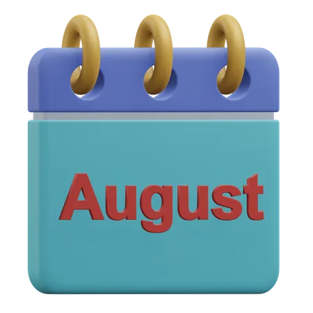 August Calendar 3 D Icon Illustration With Transparent Background 3D Icon
