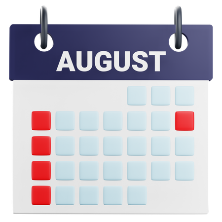 August Calendar  3D Icon