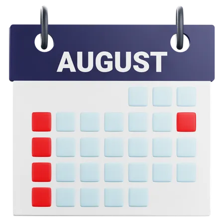 3 D August Calendar Illustration 3D Icon