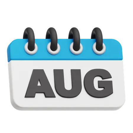 August Calendar  3D Icon