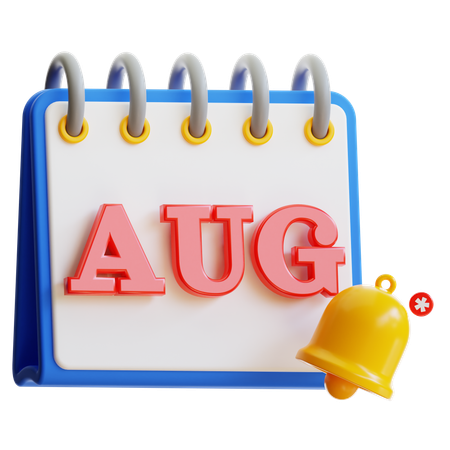 August Calendar  3D Icon