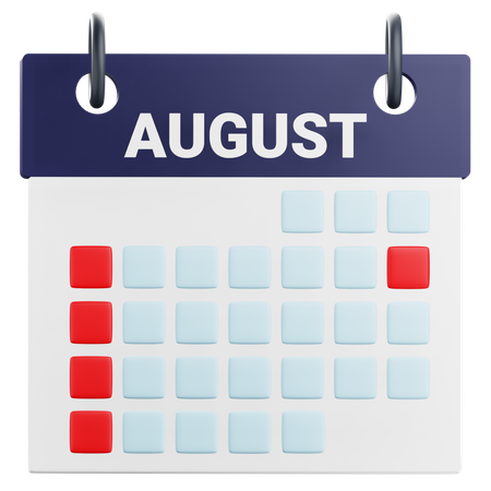 August Calendar  3D Icon