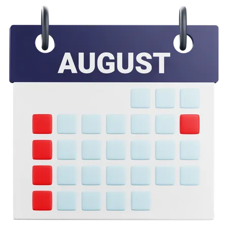 August Calendar  3D Icon