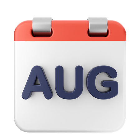 August Calendar  3D Icon