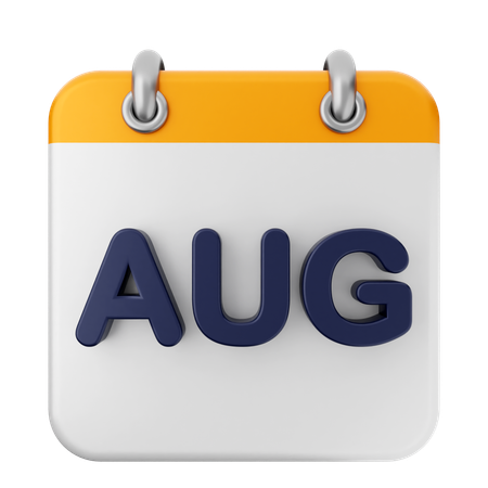 August Calendar  3D Icon