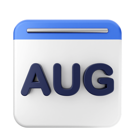 August Calendar  3D Icon