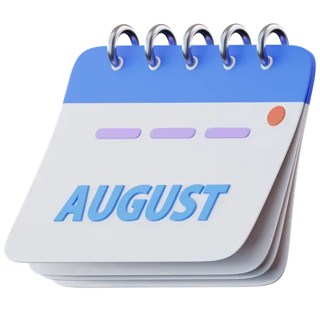 August Calendar  3D Icon