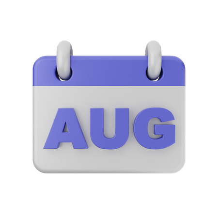 August Calendar  3D Icon