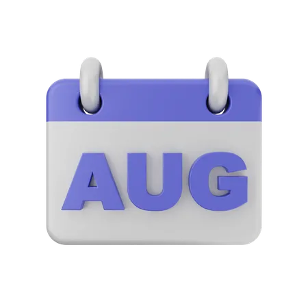 August Calendar  3D Icon