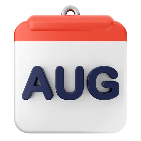 August Calendar  3D Icon