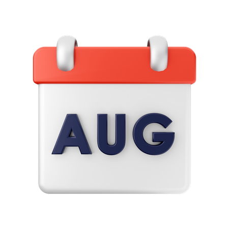August Calendar 3D Illustration
