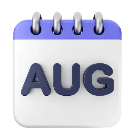 August Kalender  3D Icon