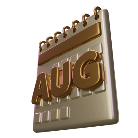 August Month Calendar  3D Icon