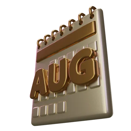 August Month Calendar  3D Icon