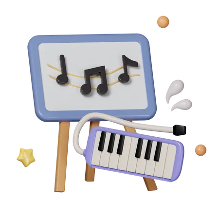 Instrumento Musical Melodica Fofa Isolada No Caminho De Recorte Do Simbolo Do Icone De Fundo Ilustracao De Renderizacao 3 D 3D Icon