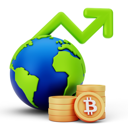 Bitcoin aumentando  3D Icon