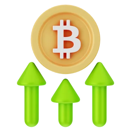 Bitcoin aumentando  3D Icon