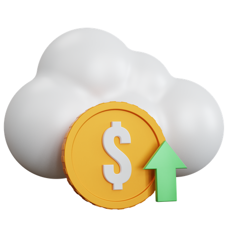 Aumento de dinheiro na nuvem  3D Icon