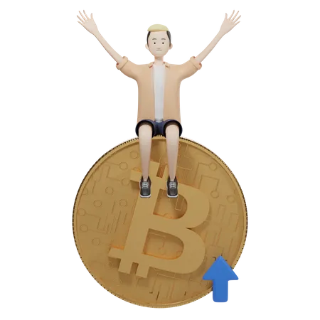El valor de bitcoin aumenta  3D Illustration