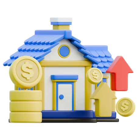 Aumento del precio de la vivienda  3D Icon