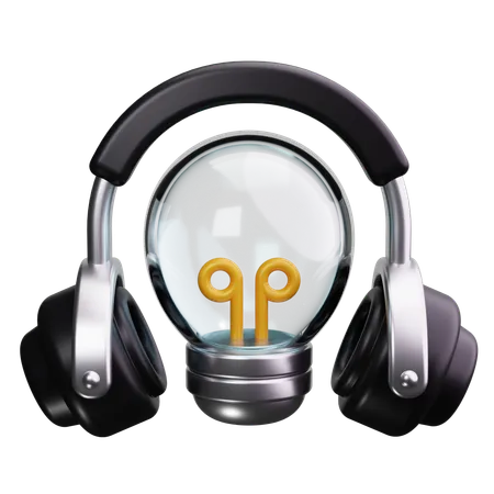 Auriculares y bombilla  3D Icon