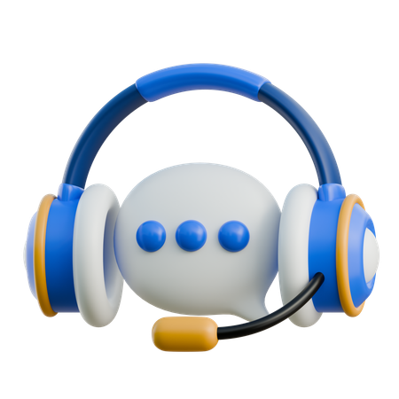 Auriculares y burbuja de chat  3D Icon