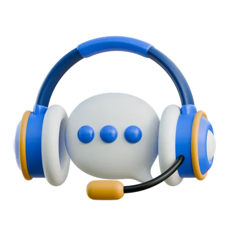 Auriculares y burbuja de chat  3D Icon