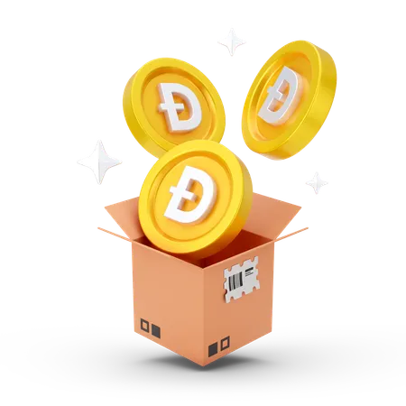 Auspacken der Dogecoin-Münze  3D Icon