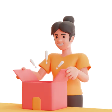 Unboxing-Paket  3D Illustration