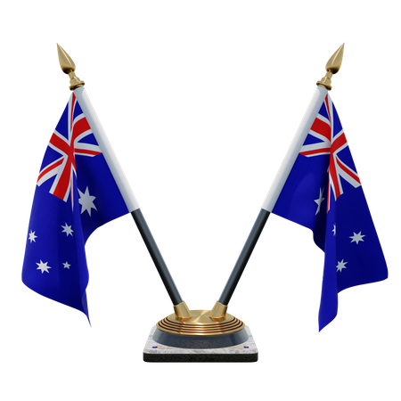 Australia Double Desk Flag Stand 3D Illustration