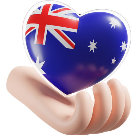 Handpflege mit australischer Flagge und Herz  3D Icon