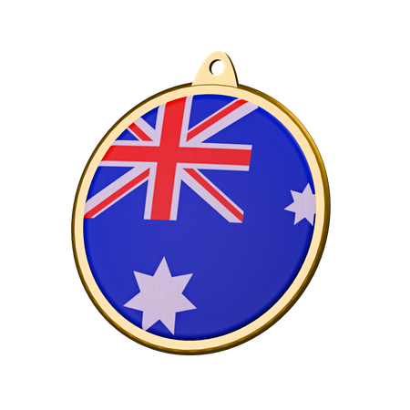 Medaillenabzeichen mit australischer Flagge  3D Icon