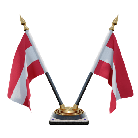 Austria Double Desk Flag Stand 3D Illustration