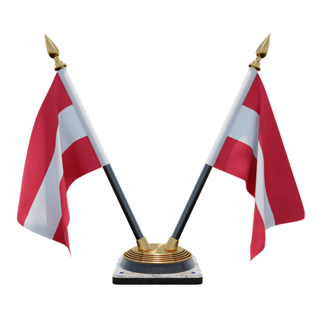 Austria Double (V) Desk Flag Stand  3D Icon