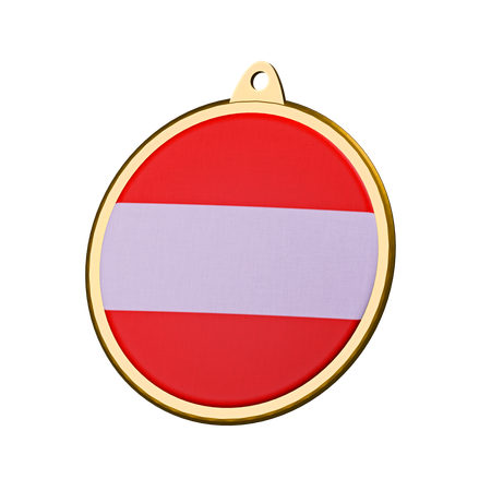 Austria Flag Medal Badge  3D Icon