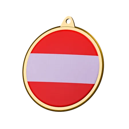 Austria Flag Medal Badge  3D Icon