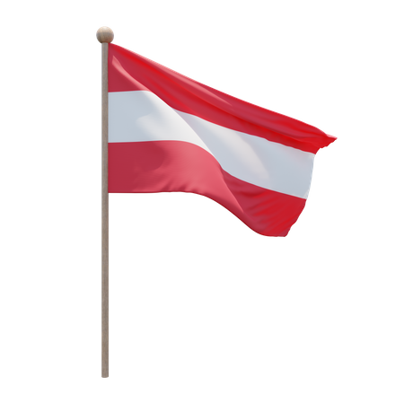 Austria Flag Pole  3D Illustration