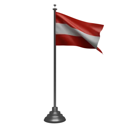 Austrian Flag On Pole 3D Illustration