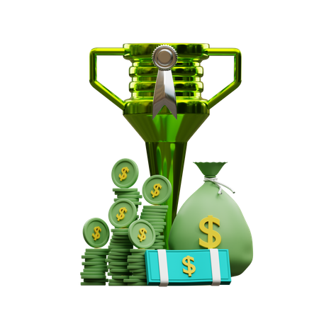 Award-Trophäe mit viel Geld  3D Icon