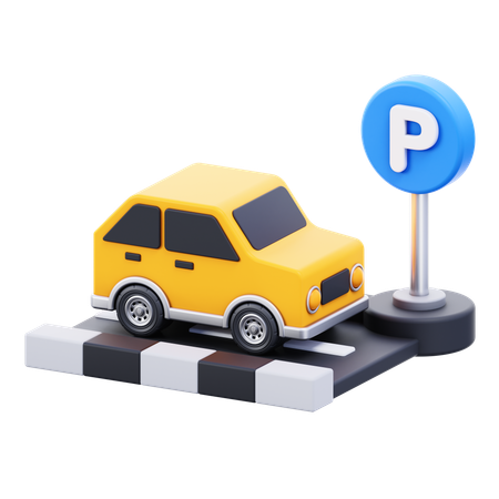 Auto auf der Straße geparkt  3D Icon