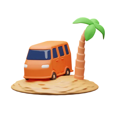 Auto im Urlaub  3D Icon