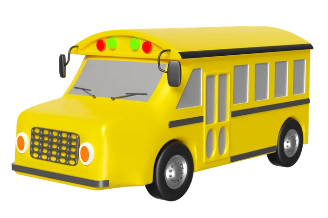Icono De Signo De Dibujos Animados De Autobus Escolar Amarillo 3 D Vehiculo Para Transportar Estudiantes Aislados Regreso A La Escuela Ilustracion 3 D 3D Illustration