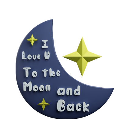 J'aime l'autocollant de la lune  3D Sticker