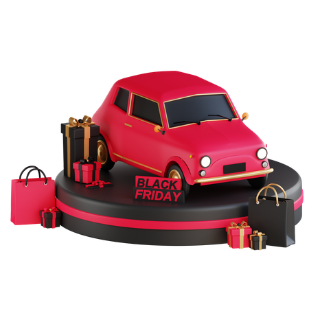 Autokauf am Black Friday  3D Illustration