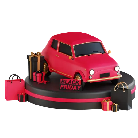 Autokauf am Black Friday  3D Illustration