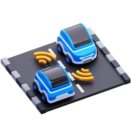 道路上の自動運転車のセンサー  3D Icon